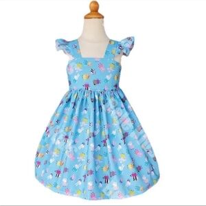 Peppa Pig Blue Fit & Flare Ruffle Sleeve Cotton Dress 2T